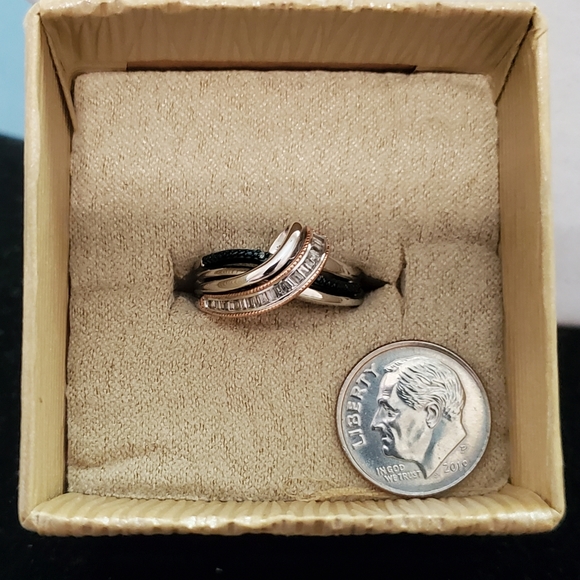 Diamond Ring Sterling & 10K Rose Gold Size 7 - Picture 10 of 14